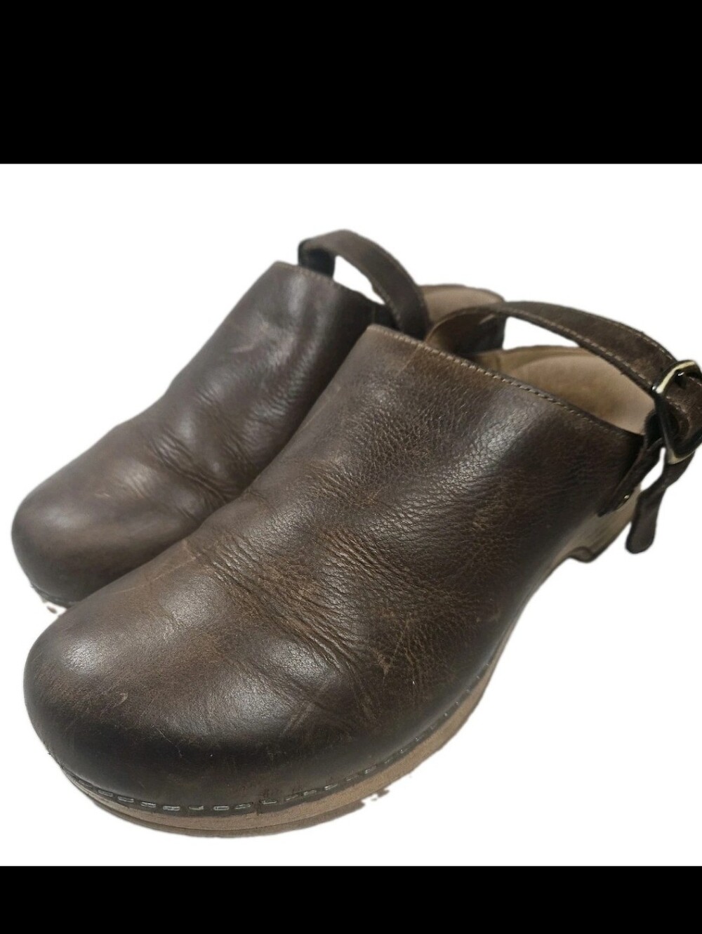 Dansko Berry Milled Burnished Mules Clogs Brown Women's Size 38 US7.5-8 [7D